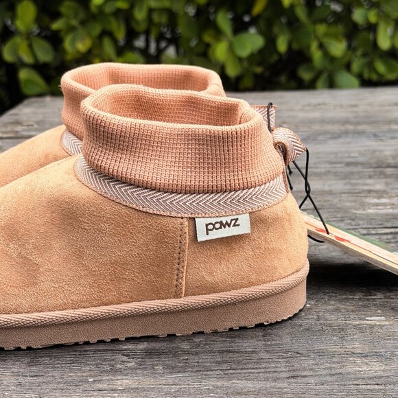 Pawz by Bearpaw Kids Size 2/3 Tan Fleece Lined Faux Fur Slippers Boots NEW - Picture 4 of 8